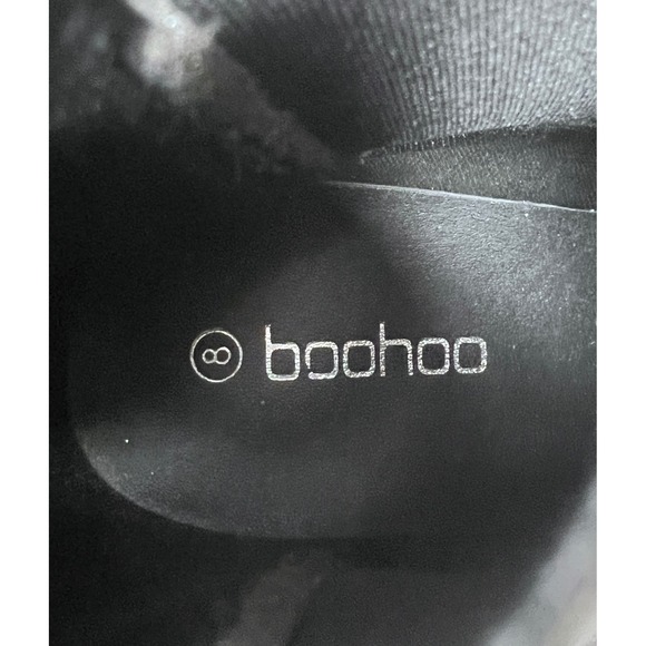 Boohoo Wide Fit Chunky Heeled Black Crocodile Chelsea Boots Size 8 Punk Goth Emo - Picture 7 of 8